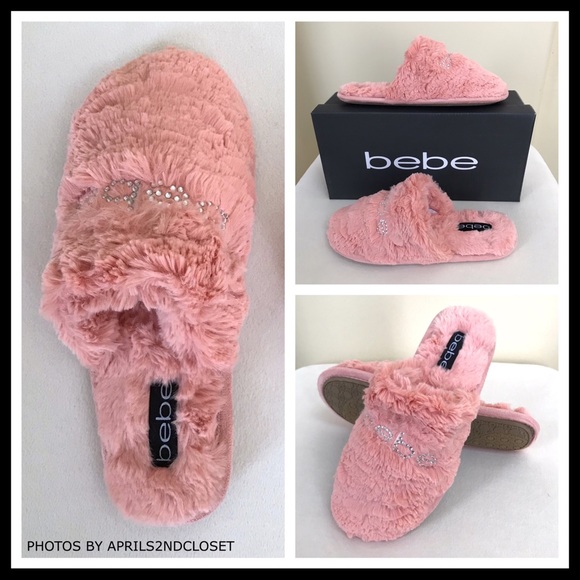 BEBE COZY PLUSH CRYSTAL EMBELLISHED SLIPPERS - Picture 2 of 8